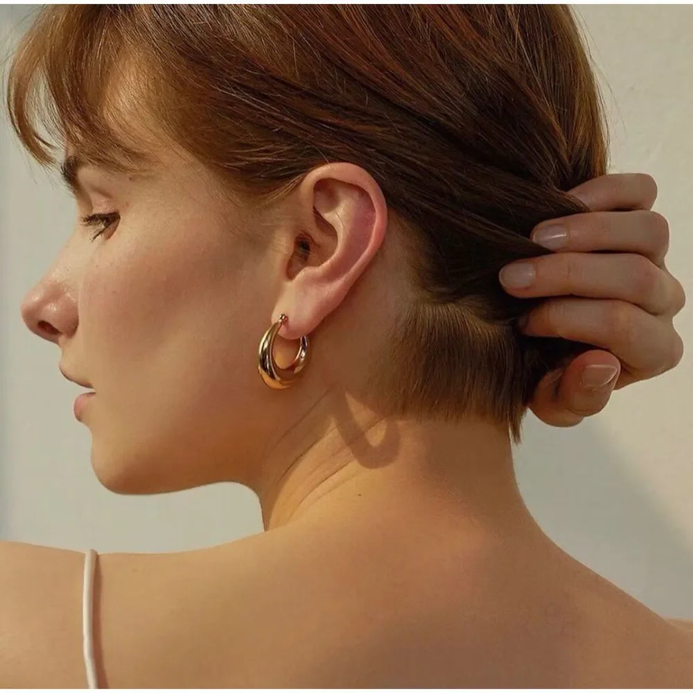 18K Gold Plated Chunky Hoop Earrings